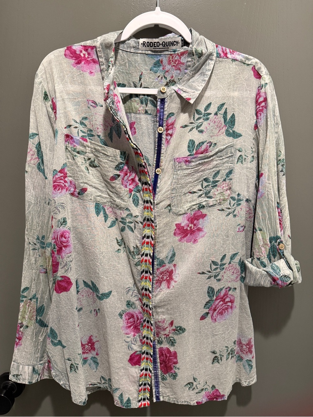 Pink Floral Button-Down Shirt